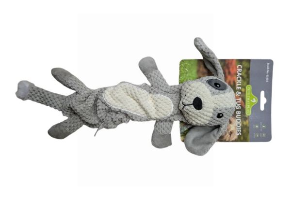 Crackle and tug dog toy. Cute puppy shaped toy for dogs.