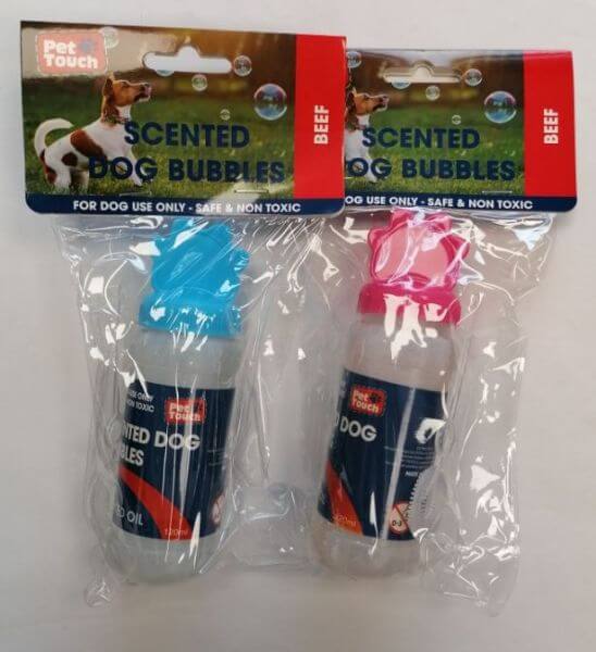 Dog safe bubbles. Beef scented bubbles. Dog toy.