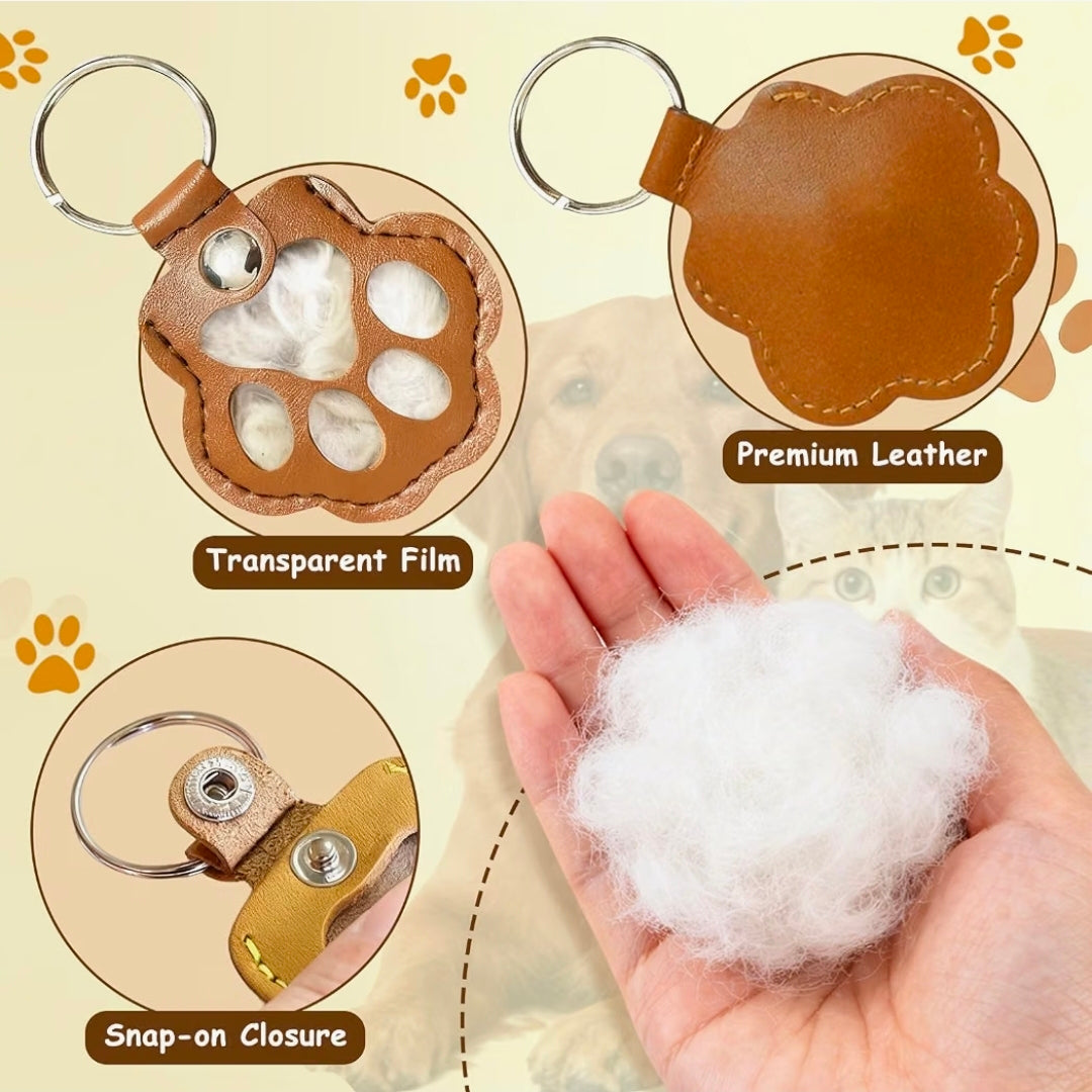 Furr keepsake keyring. Cat and dog furr. Memorial dog and cat keychain. Paw shaped furr holder.
