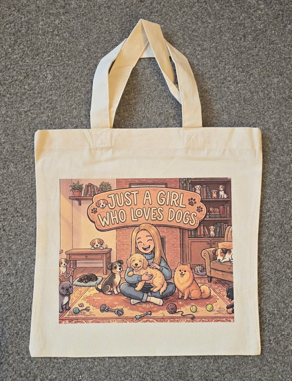 Personalised canvas tote bag. Dog lover gift. Cat lover gift. Just a girl who loves cats. Just a girl who loves dogs.