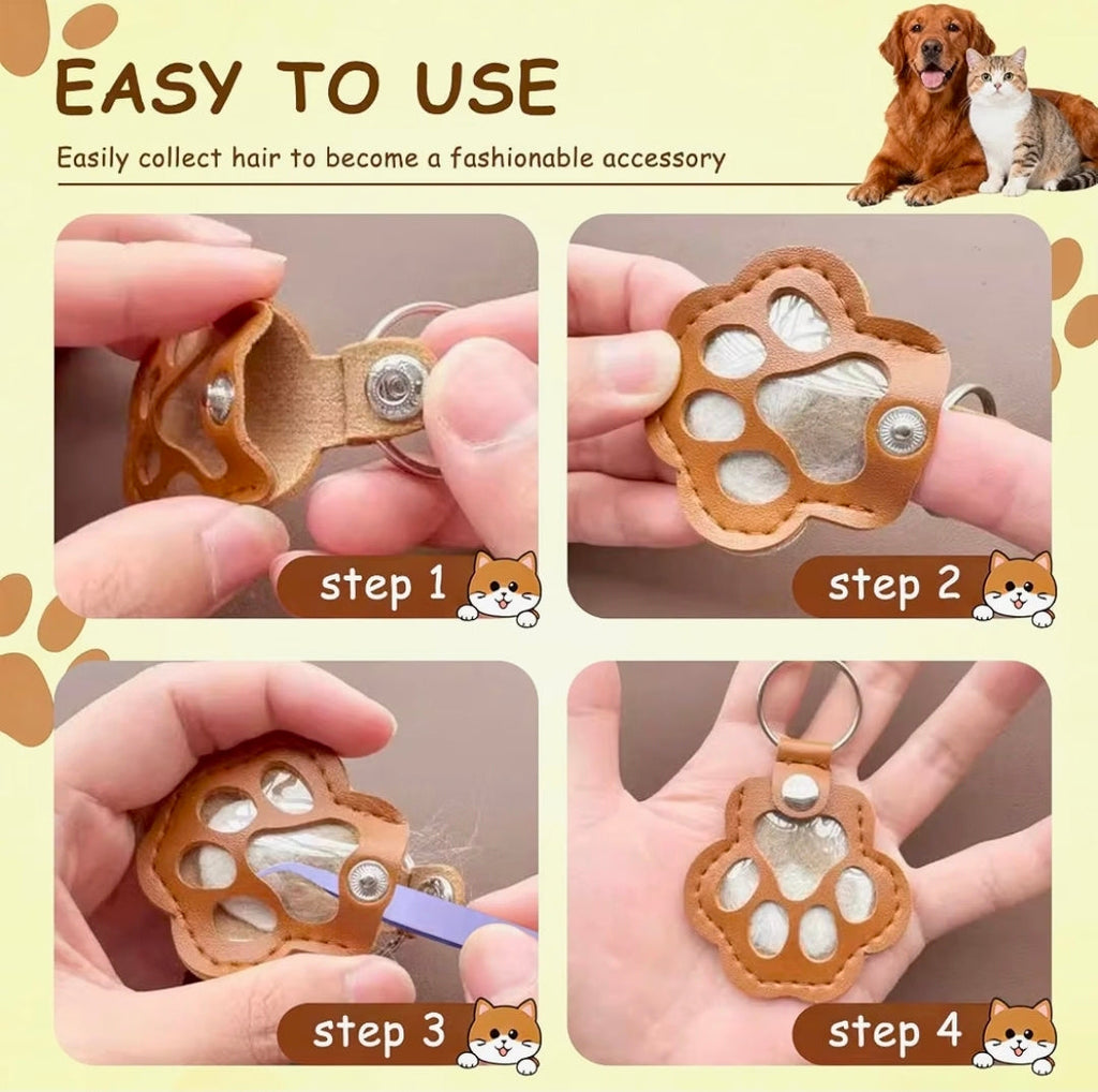 Furr keepsake keyring. Cat and dog furr. Memorial dog and cat keychain. Paw shaped furr holder.