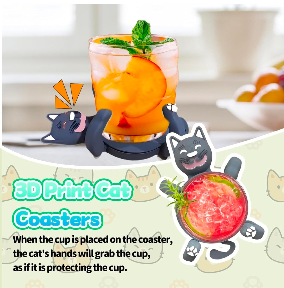 Cat shaped 3d printed drink holder. Cup and glass holder. Cat hug design.