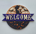 Halloween welcome sign. Home decor. Cat lover. Halloween lover gift.
