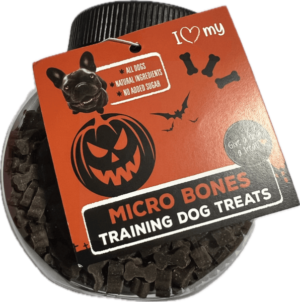 Dog and puppy training treats. Mini halloween bone treats.