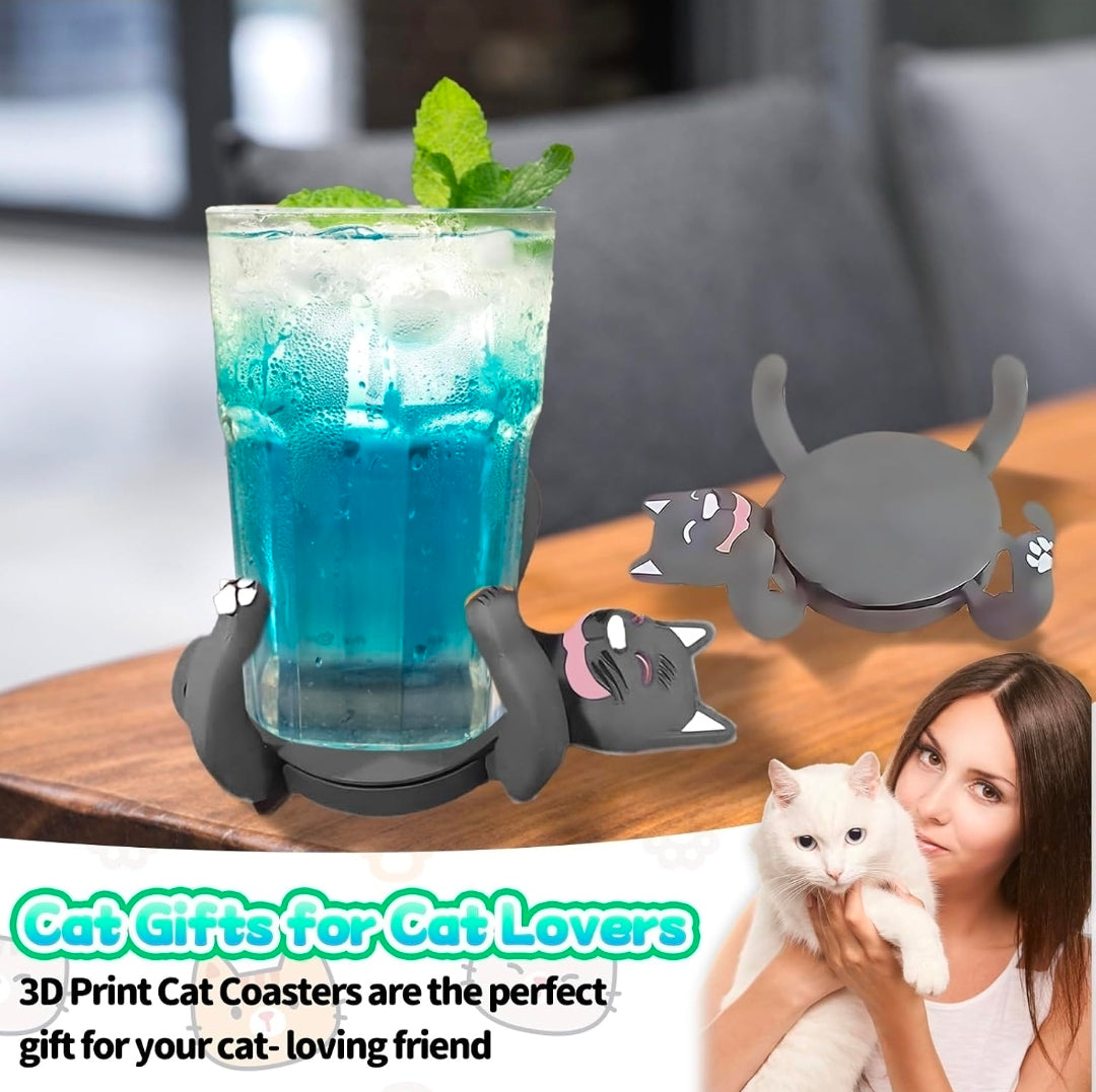Cat shaped 3d printed drink holder. Cup and glass holder. Cat hug design.